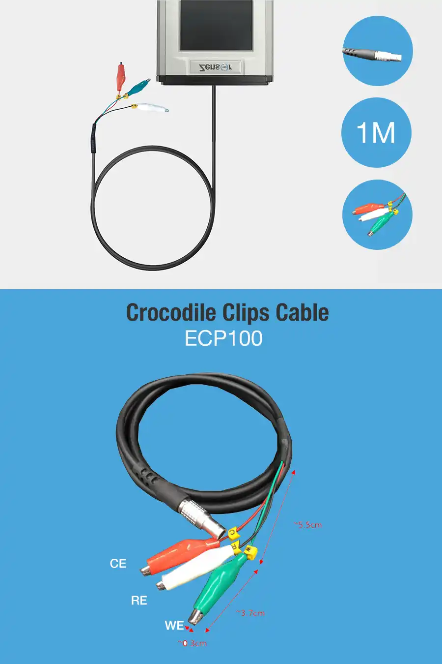 電化學分析儀-模擬器-多種接口Crocodile Clips Cable